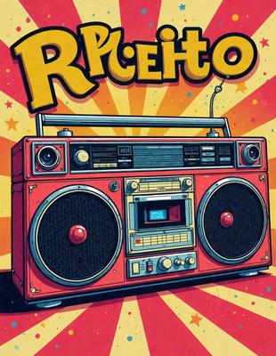 The primary subject of the image is a red and yellow radio, which is the main object, scene, or focus of the image. The radio is placed on a red background, which adds a vibrant and lively atmosphere to the scene. The visual style of the image is a combination of digital art and illustration, creating a unique and eye-catching design. The colors and mood of the image are energetic and cheerful, with the red and yellow colors evoking a sense of warmth and positivity.